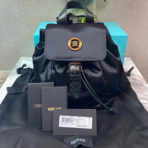 Versace | Bags | Versace Black Medusa Mini Nylon Drawstring  display picture 1